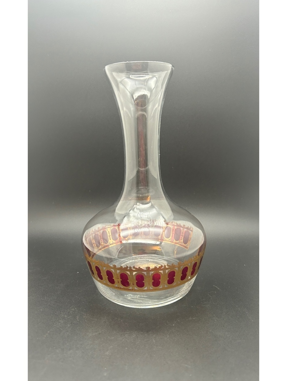 Vintage Culver Cranberry Scroll Decanter